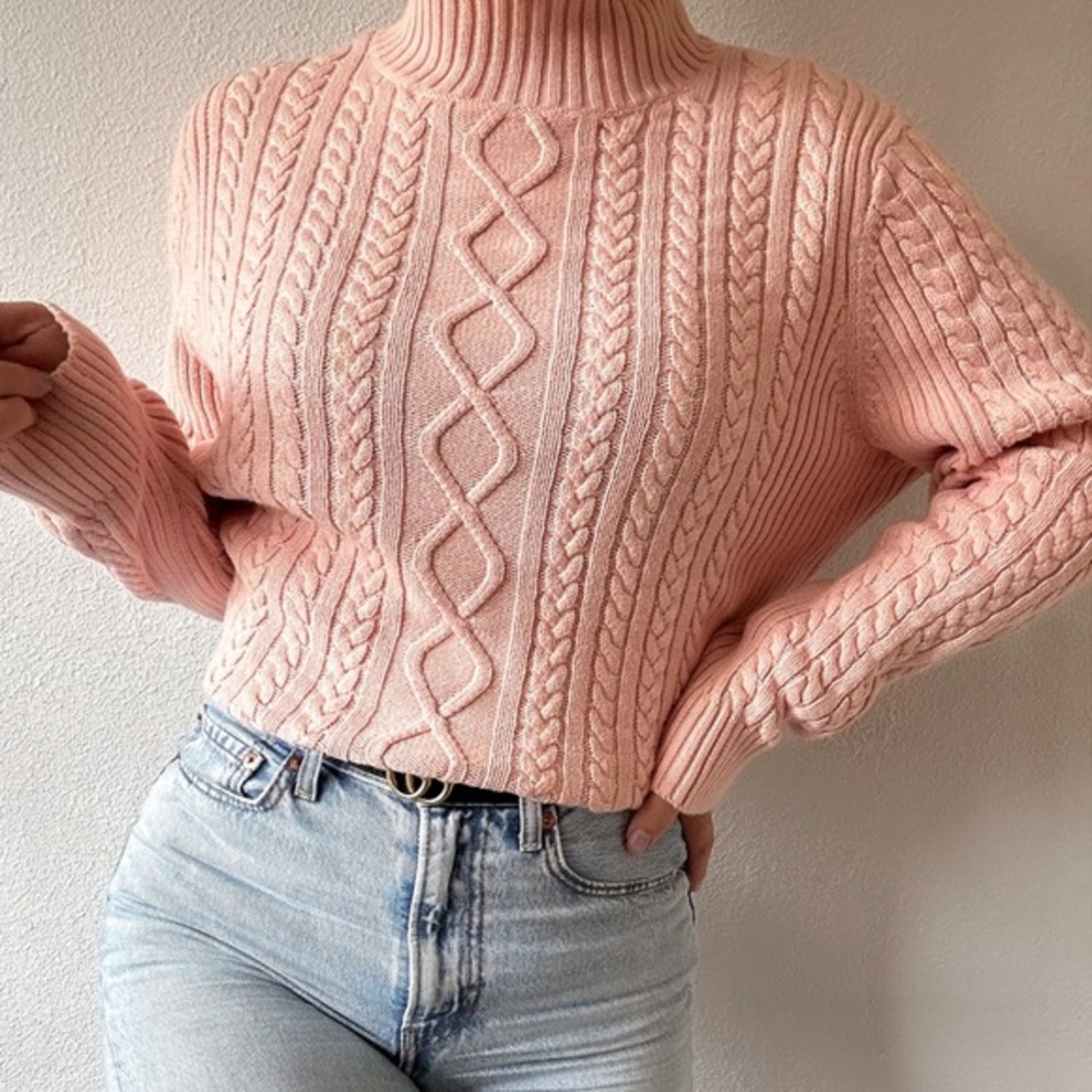Chaps Cable Knit Pink Sweater (Medium)